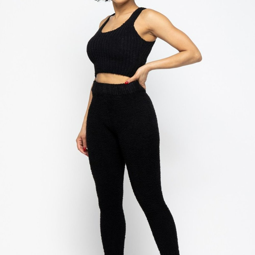 3PC Teddy Bear Lounge set Long sleeve cardigan cropped tank leggings - Picture 6 of 7